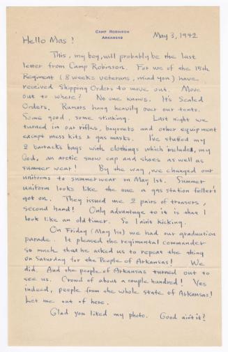 [ Letter to Masaji Iwate from Tatsumi Iwate, May 3, 1942 ]