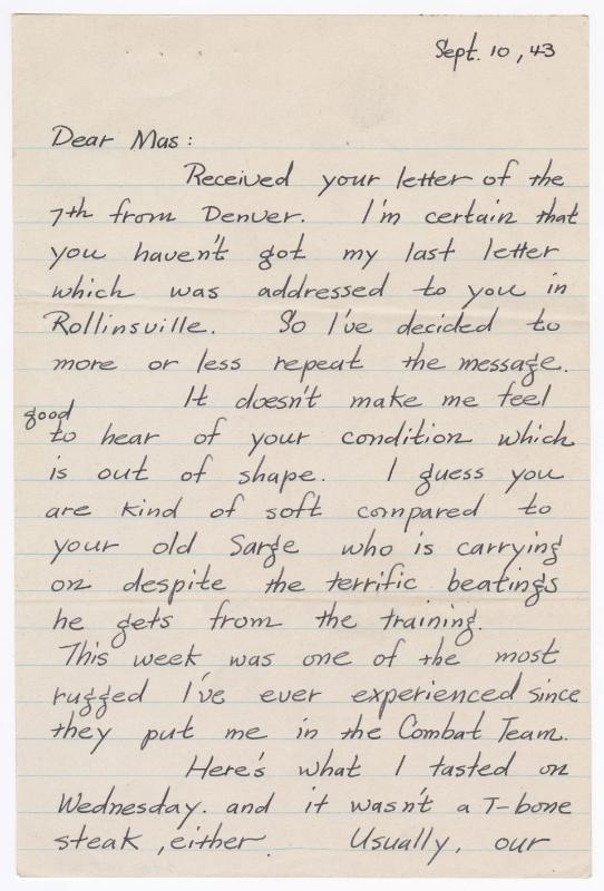 [ Letter to Masaji Iwate from Tatsumi Iwate, September 10, 1943 ]