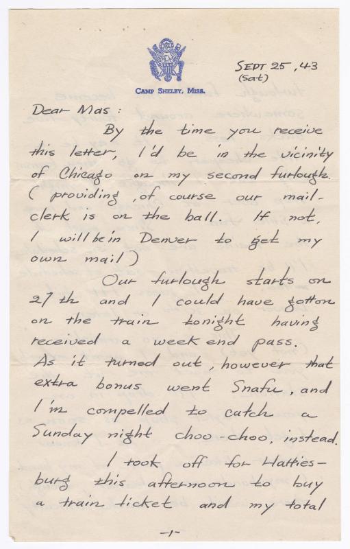[ Letter to Masaji Iwate from Tatsumi Iwate, September 25, 1943 ]