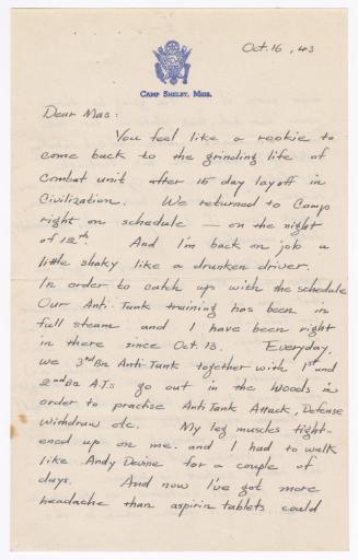 [ Letter to Masaji Iwate from Tatsumi Iwate, October 16, 1943 ]