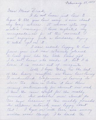 [Letter to Clara Breed from Louise Ogawa, Poston, Arizona, February 27, 1944]