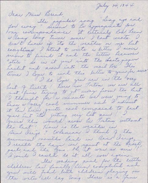 [Letter to Clara Breed from Louise Ogawa, Poston, Arizona, July 14, 1944]