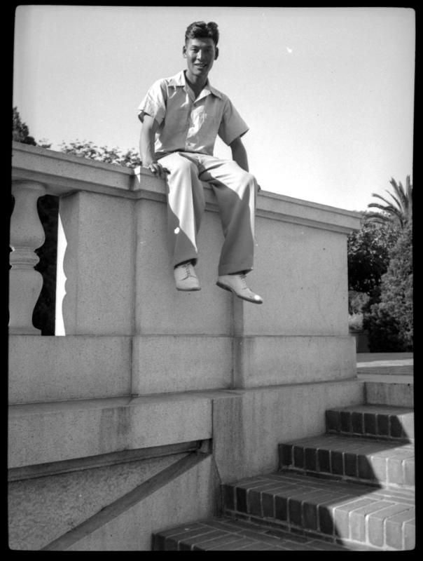 Man sitting on wall