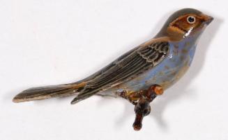 Carved sparrow bird pin