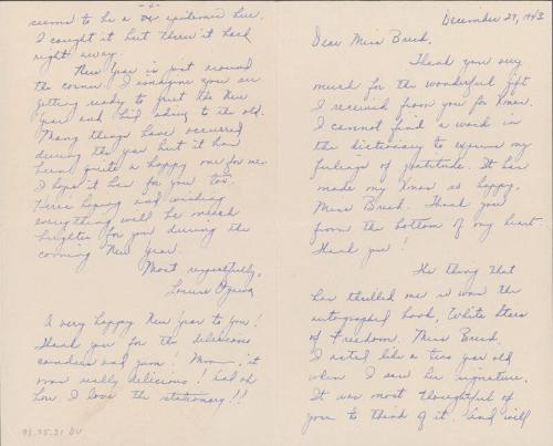 [Letter to Clara Breed from Louise Ogawa, Poston, Arizona, December 27, 1943]