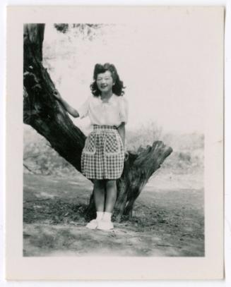 Woman in gingham skirt