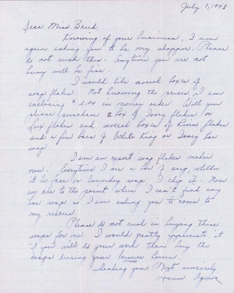 [Letter to Clara Breed from Louise Ogawa, Poston, Arizona, July 7, 1943]