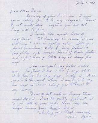 [Letter to Clara Breed from Louise Ogawa, Poston, Arizona, July 7, 1943]