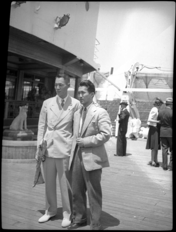 Two men on a ship deck