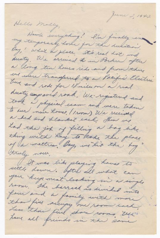 [ Letter to Mollie Wilson from Mary Murakami, June 2, 1942 ]