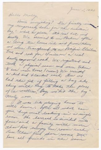 [ Letter to Mollie Wilson from Mary Murakami, June 2, 1942 ]