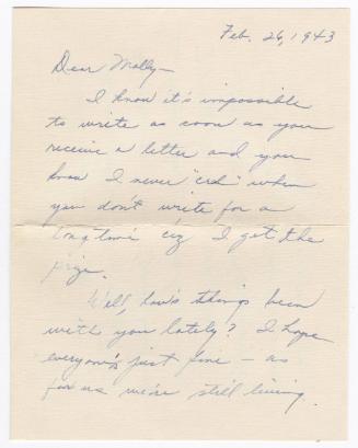 [ Letter to Mollie Wilson from Mary Murakami, February 26, 1943 ]