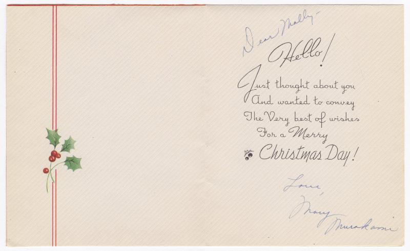 [ Postcard to Mollie Wilson from Mary Murakami, December 16, 1943 ]