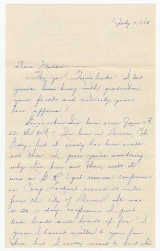 [ Letter to Mollie Wilson from Lillian (Nobie) Igasaki, July 9, 1943 ]