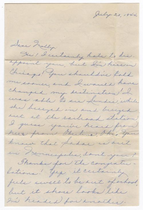 [ Letter to Mollie Wilson from Lillian (Nobie) Igasaki, July 20, 1944 ]