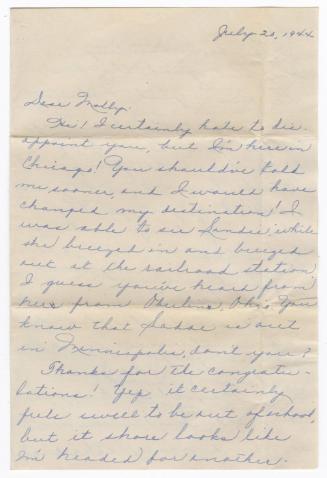 [ Letter to Mollie Wilson from Lillian (Nobie) Igasaki, July 20, 1944 ]