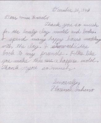 [Letter to Clara Breed from Florence Ishino, Poston, Arizona, December 26, 1943]