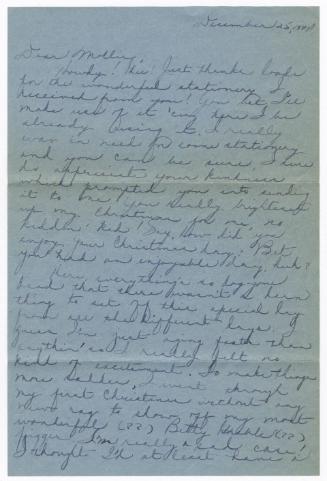 [ Letter to Mollie Wilson from Chiyeko Akahoshi, December 25, 1944 ]