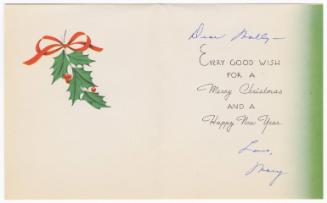[ Christmas Card to Mollie Wilson from Mary Murakami, December 14, 1944 ]