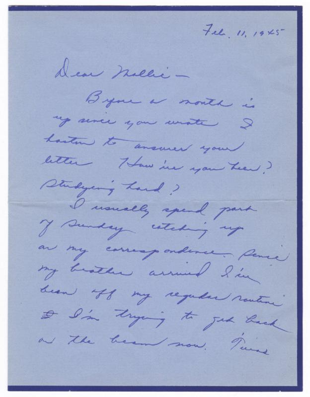 [ Letter to Mollie Wilson from Mary Murakami, February 11, 1945 ]