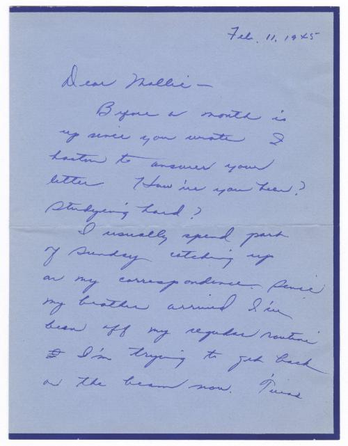 [ Letter to Mollie Wilson from Mary Murakami, February 11, 1945 ]