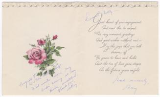 [ Engagement Card to Mollie Wilson from Mary Murakami, January 26, 1945 ]