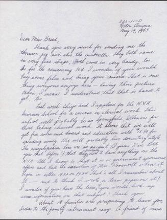 [Letter to Clara Breed from Fusa Tsumagari, Poston, Arizona, May 19, 1943]