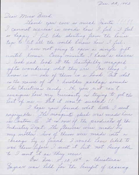 [Letter to Clara Breed from Louise Ogawa, Poston, Arizona, December 22, 1942]