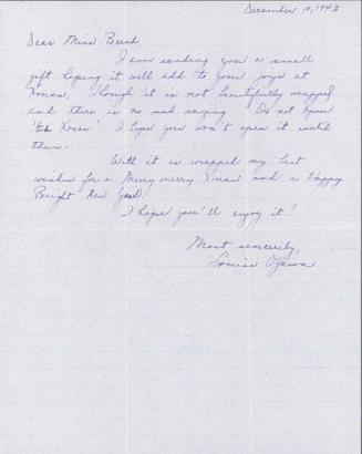 [Letter to Clara Breed from Louise Ogawa, Poston, Arizona, December 10, 1943]