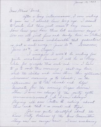 [Letter to Clara Breed from Louise Ogawa, Poston, Arizona, June 19, 1943]