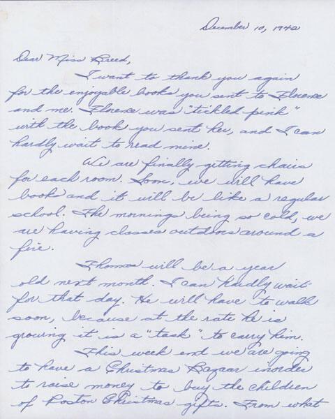 [Letter to Clara Breed from Margaret and Florence Ishino, Poston, Arizona, December 10, 1942]