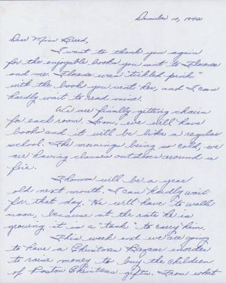 [Letter to Clara Breed from Margaret and Florence Ishino, Poston, Arizona, December 10, 1942]