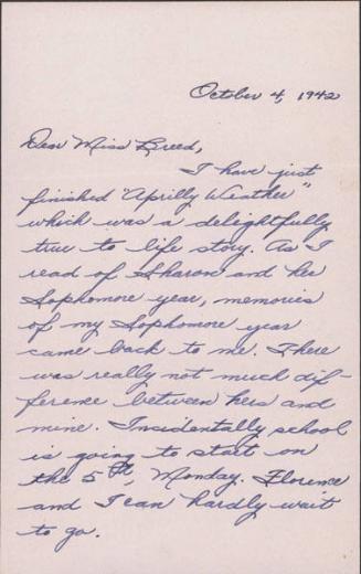 [Letter to Clara Breed from Margaret and Florence Ishino, Poston, Arizona, October 4, 1942]