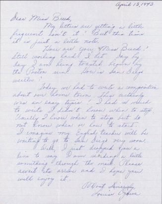 [Letter to Clara Breed from Louise Ogawa, Poston, Arizona, April 13, 1943]