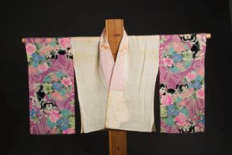 [Hanjuban (half underkimono) with Nihon-shishu embroidered collar and dog design on sleeves, Hawaii, 193-]