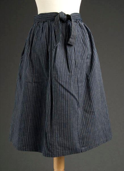 [Blue and gray striped dirndl skirt, Fukushima, Japan]