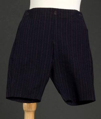 [Black boy's hetchi pansu (button-on pants) with red and green pinstripes, Ewa, Hawaii]