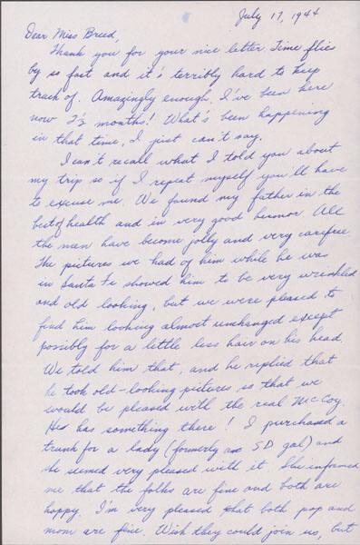 [Letter to Clara Breed from Fusa Tsumagari, Minneapolis, Minnesota, July 17, 1944]