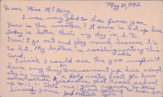 [Postcard to Helen McNary from Jack Watanabe, Arcadia, California, May 20, 1942]