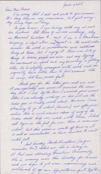 [Letter to Clara Breed from Fusa Tsumagari, Minneapolis, Minnesota, June 2, 1944]