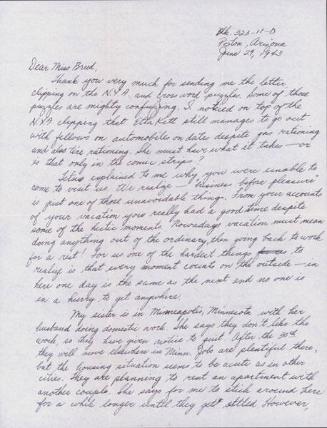 [Letter to Clara Breed from Fusa Tsumagari, Poston, Arizona, June 29, 1943]