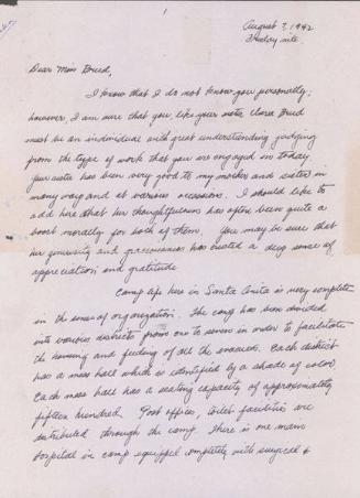 [Letter to Eleanor Breed from Yukio Tsumagari, Arcadia, California, August 7, 1942]