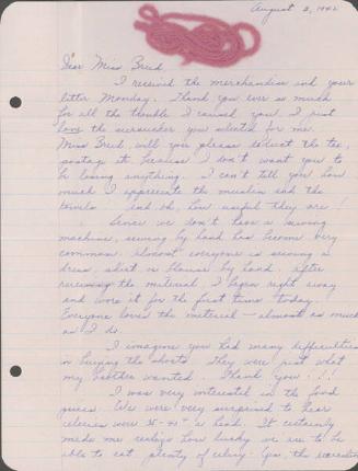 [Letter to Clara Breed from Louise Ogawa, Arcadia, California, August 3, 1942]