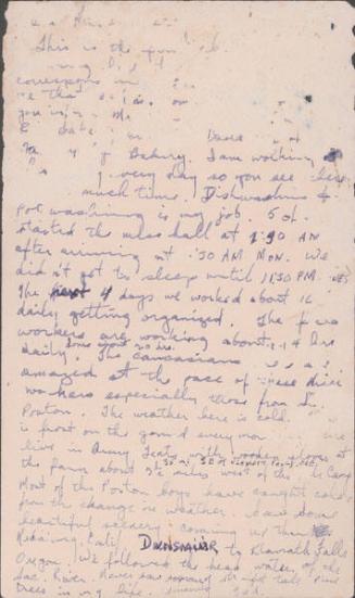 [Postcard to Clara Breed from Tetsuzo (Ted) Hirasaki, Klamath Falls, Oregon, November 10, 1943]