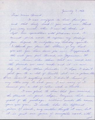[Letter to Clara Breed from Hisako Watanabe, Poston, Arizona, January 7, 1943]