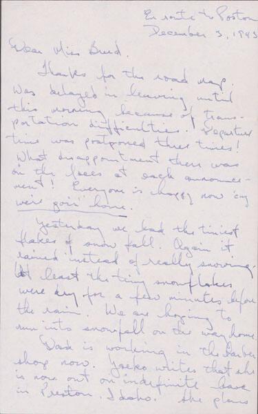 [Letter to Clara Breed from Tetsuzo (Ted) Hirasaki, Newell, California, December 3, 1943]