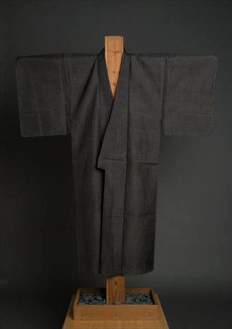 [Black and gray silk kimono with basket weave design]