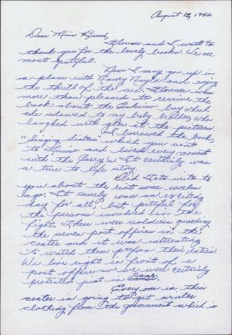 [Letter to Clara Breed from Margaret Ishino, Arcadia, California, August 18, 1942]