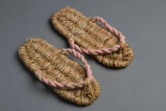 [Rice straw zori with twisted pink and beige straps, Hiroshima, Japan, 1996]