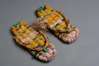[Multicolored yarn and straw zori, Hanalei, Kauai, 1985]